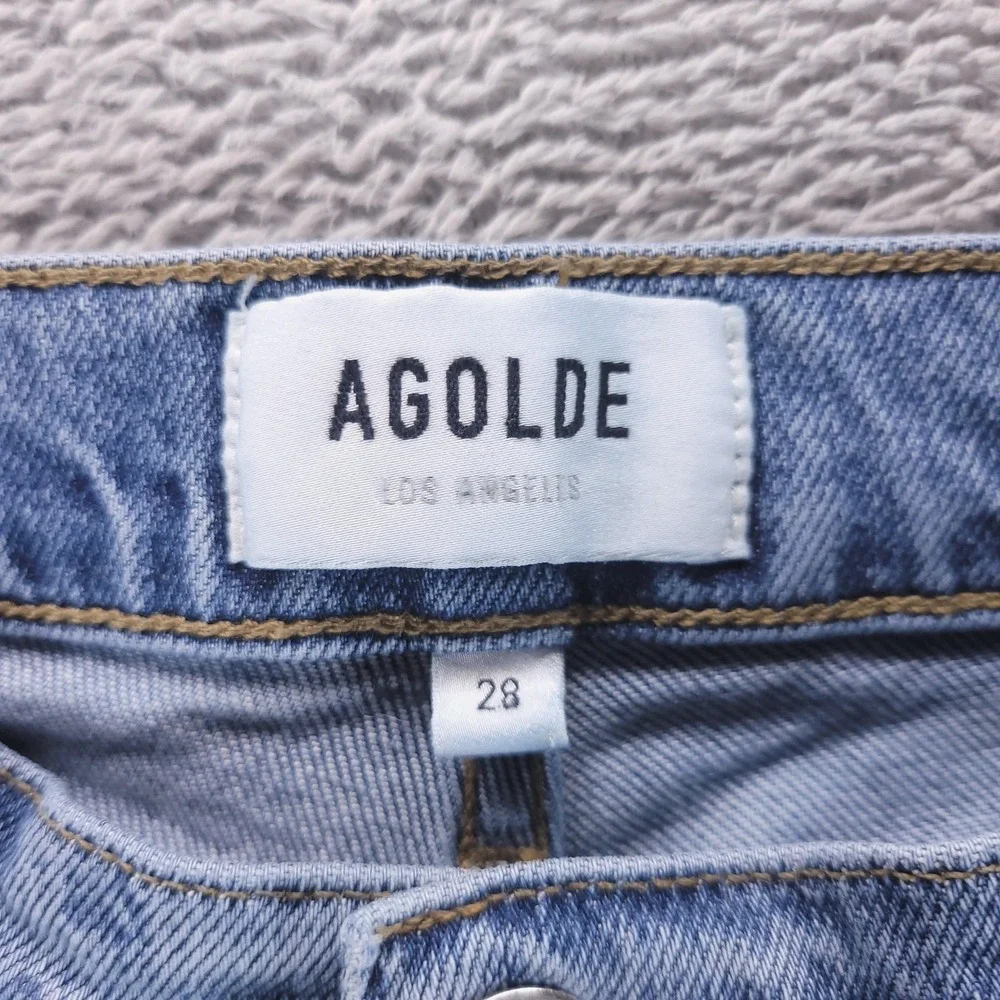 AGOLDE Jeans Womens 28 Blue Nico High Rise‎ Skinny Button Fly Raw Hem Cropped